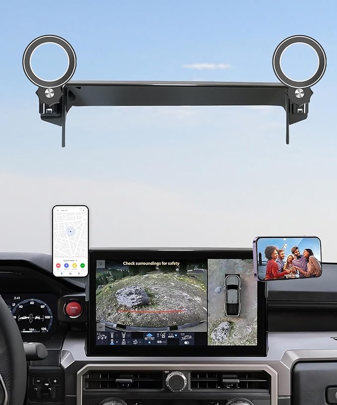 Car Phone Holder for 2024 2025 2026 Toyota Tacoma/2025 Toyota 4Runner Accessories Apply to 14 Inch Touch Screen Fixed Clip MagSafe Passenger Cell Phone Mount Handsfree 360° Rotation