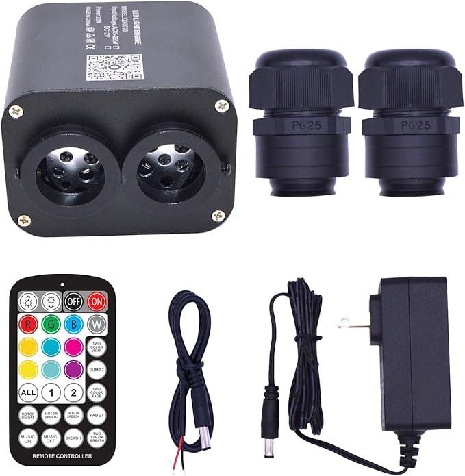 Twinkle 20W Dual Port Colour Blocking Bluetooth APP Control Music Sync Fiber Optic Light Source RGBW Light Box Engine Diver for Car Starlight Headliner Home Indoor Star Ceiling Decoration