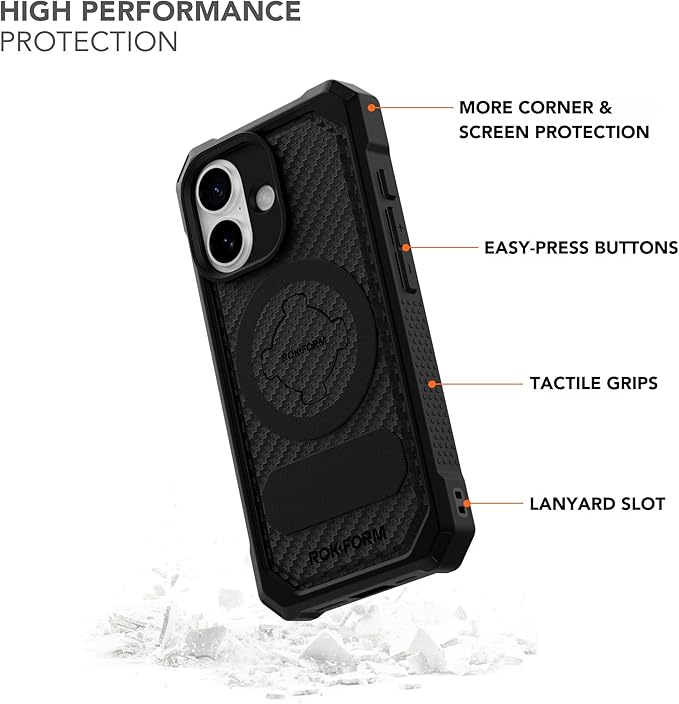 Rokform Rugged Case Compatible with iPhone 17, Magnetic Cover (Black)