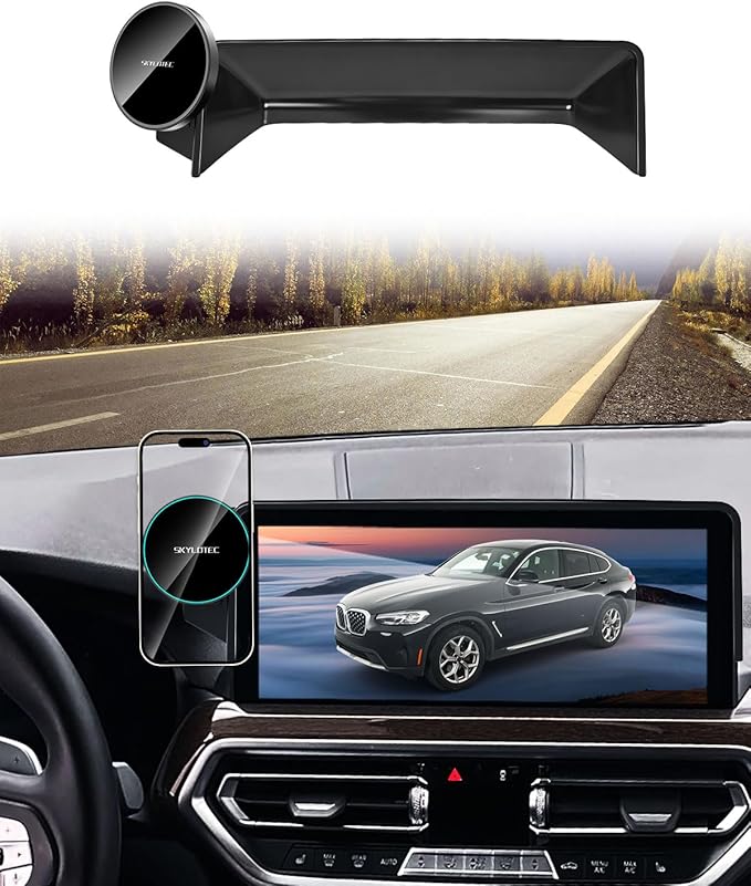Phone Holder for BMW X3 X4 2022 2023 2024 Accessories 12.3-Inch Screen Fixed Clip, Car Magnetic Phone Mount Compatible with MagSafe, Magnets Fast Wireless Charger Cell Phone Base(Not Fit 10.25-inch)