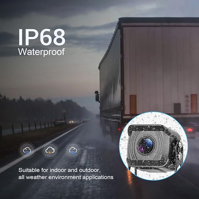 4K Wired Reverse Rear View Backup Camera System 7" Included AHD 1080P Cameras, IP68 Waterproof, Night Vision, BSD, Loop Recording fit for Tractor Truck Excavator Caravan Skid Steer Heavy Equipment