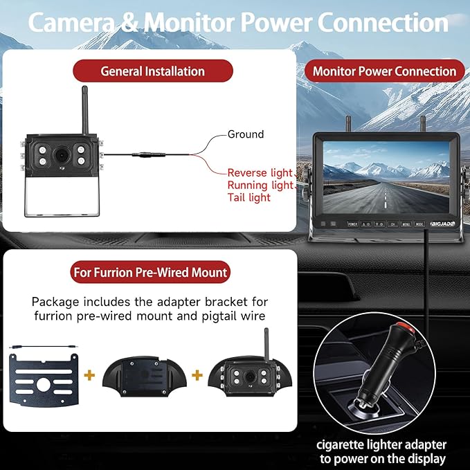 Wireless Backup Camera - Rv Backup Camera with HD 7" Monitor - Dual Back Up Camera Systems for Truck - IP69 Waterproof Rv Camera with DVR, Night Vision for Rv, Truck, Trailer and Camper