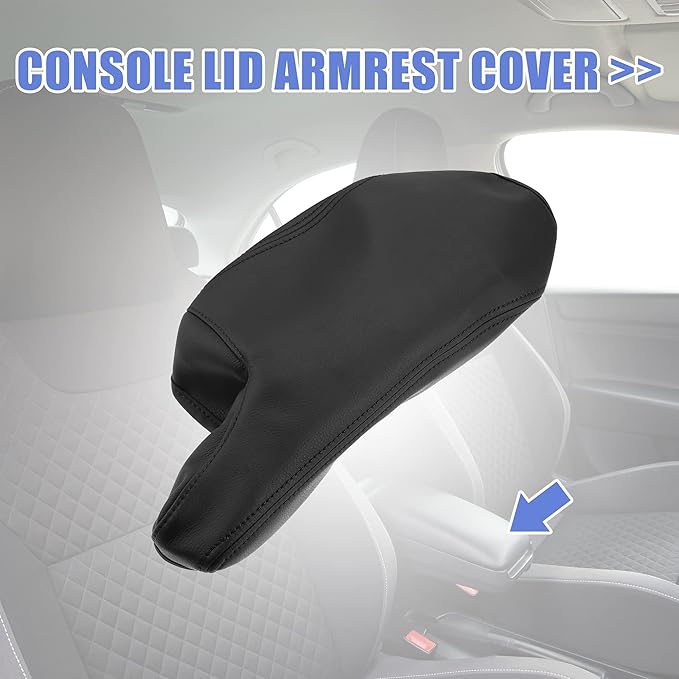 X AUTOHAUX Car Center Console Armrest Cover for Mazda 3 2014-2016 Faux Leather Interior Arm Rest Cover Elbow Cushion Pad Black