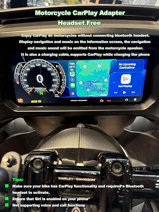 USB-A to USB-C CarPlay Bypass for Motorcycle Support Charging, CarPlay Bluetooth Headset Bypass Adapter, Enable Mirroring on Harley/Indian/Goldwing Without Headset, 1.64Ft/Black