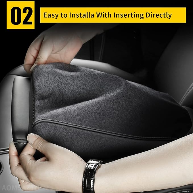 AOMSAZTO Armrest Covers for Corolla 2014-2019 Black Console Cushion for Corolla