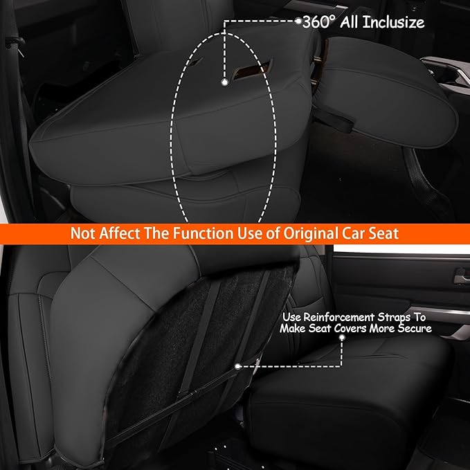 AOMSAZTO Custom Seat Covers for Toyota Tundra 2022 2023 2024 2025 CrewMax SR SR5 Limited Platinum FFV TRD Pro Leather Car Seat Covers Full Set Black, Custom Fit Full Set Faux Leather Black