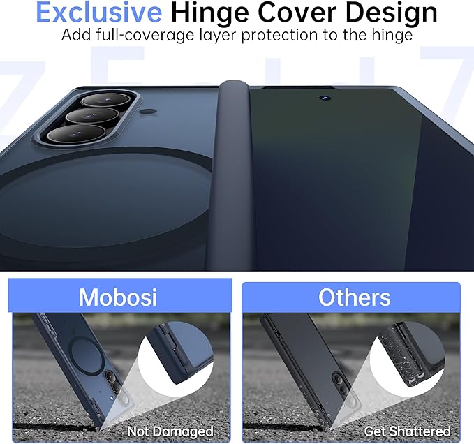 MOBOSI Magnetic for Z Fold 7 Case with Privacy Screen Protector, Samsung Galaxy Z Fold7 Cover[Compatible with Magsafe & Full Body Hinge Protection] Shockproof Phone Cases for zfold 7, Black