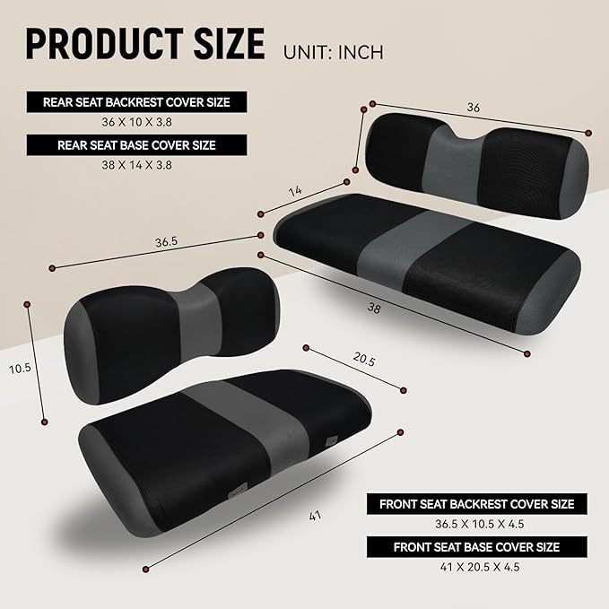 Golf Cart Front and Rear Seat Covers for Yamaha G29/drive Drive 2 2007+, Durable Polyester Fabric Yamaha G29 Seat Covers, Breathable Washable