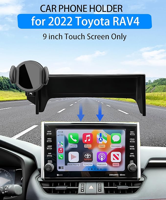 Magnetic Car Phone Mount for Toyota RAV4 2022 Accessories, for MagSafe Strong Magnets Cell Phone Holder 9-Inch Touch Screen Cradles, with Portable Phone Gripper 360° Rotation