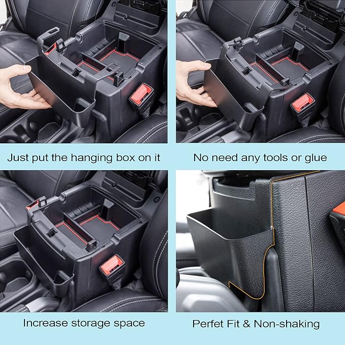 Center Console Hanging Box Compatible with JEEP Wrangler JL/JLU 2018-2023 2024 2025 2026 and JEEP Gladiator JT Truck 2020-2024 2025 2026 Organizer Tray Armrest Storage Accessories (Not for JK/JKU)