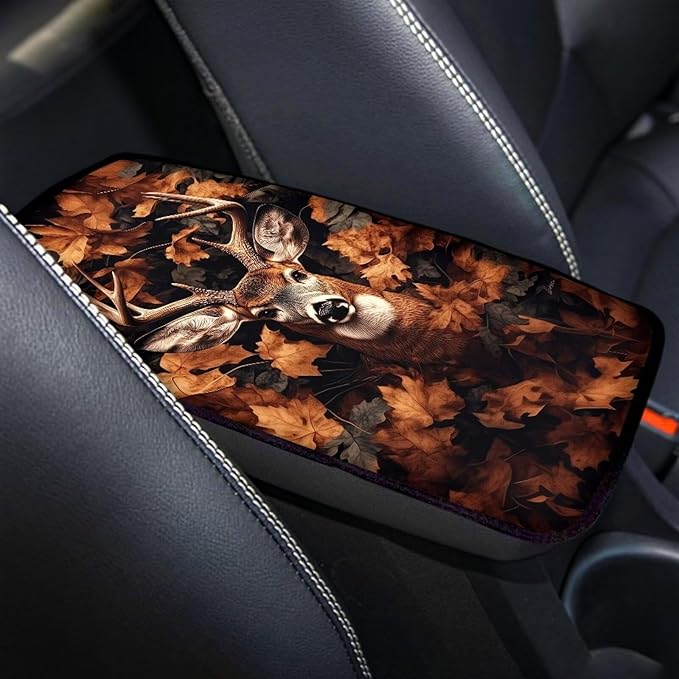 Deer Car Center Console Cover Pad Cute Arm Rest Cover for Cars Car Armrest Covers Protector for Car Armrest Storage Box Universal Auto Interior Accessories