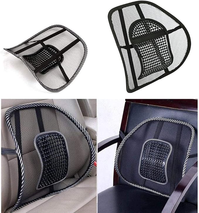 Tbest Car Ice Silk Hole Mesh Lumbar Cushion Breathable Auto Seat Waist Support Massage Pad for Office and Seats Black 40x40cm (Black)