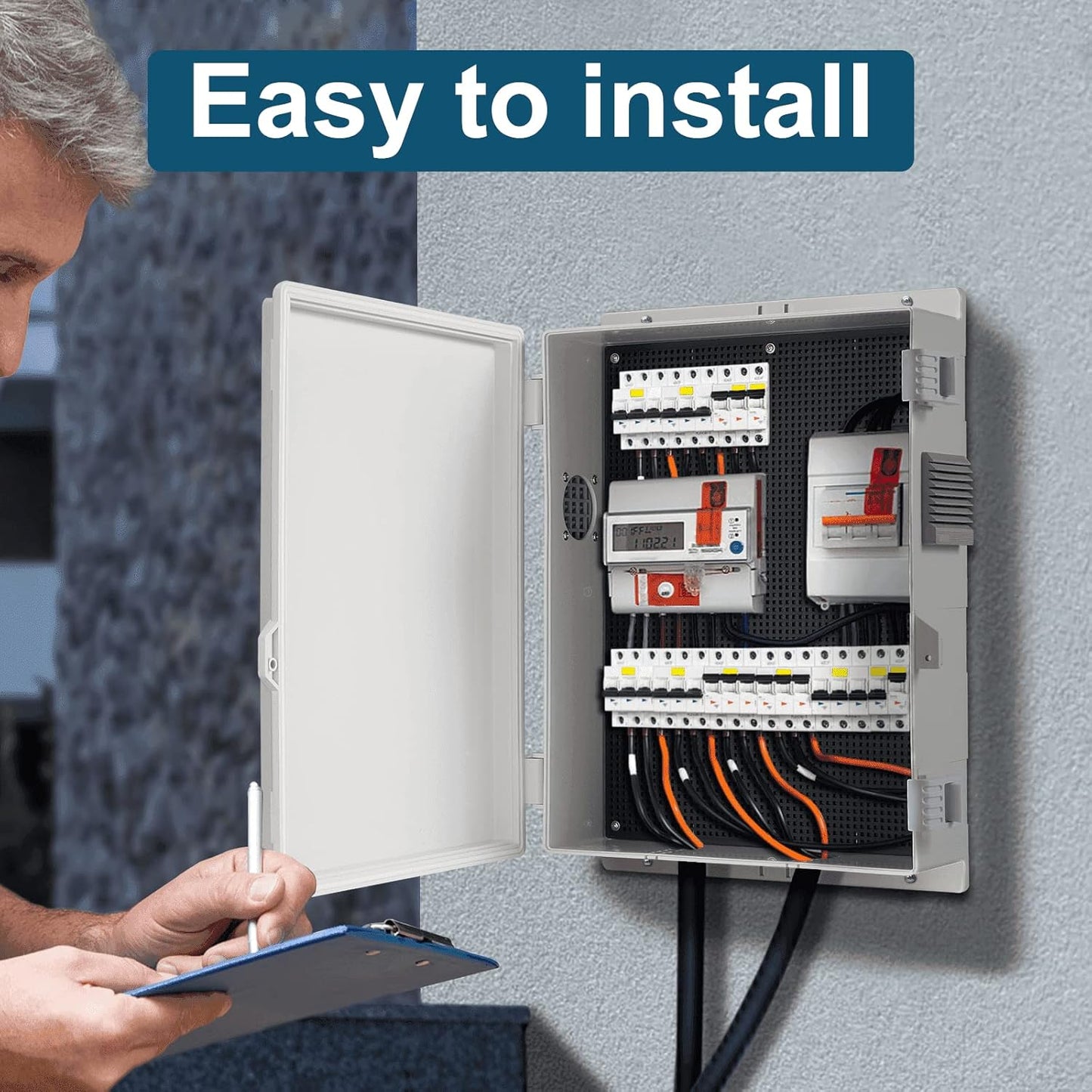 Outdoor Electrical Junction Box, ABS Water Resistant Enclosure with Internal Mounting Panel & Hinged Cover, 15.7" H* 11" L* 4.1" W