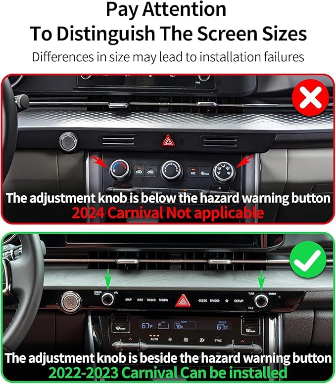 Car Phone Holder for Kia Carnival 2022 2023 Accessories Compatible with MagSafe Hands-Free 360 Degree Rotation Adjustable Cell Phone Mount Does Not Affect Air Vent