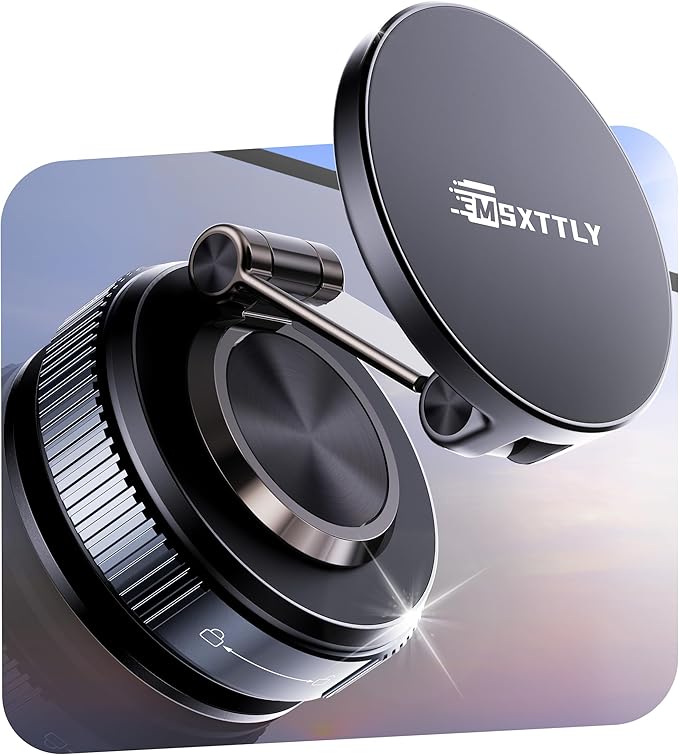MSXTTLY Car Phone Holder Magnetic Phone Mount–360° Adjustable Suction Magnets for MagSafe, 2026 Upgrade Cell Phone Metal Carmount Travel Gifts, Compatible with iPhone 17 Pro Max 16 15 14 13 12, Blcak