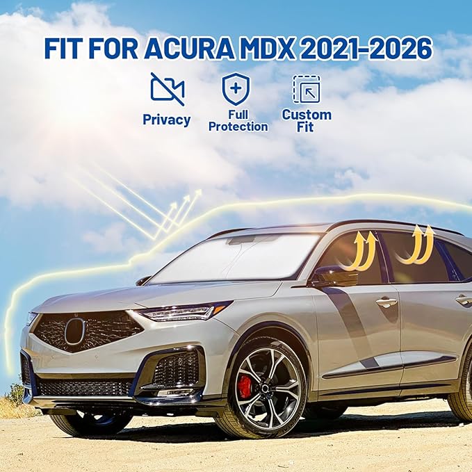 Car Window Shades Intended for Acura MDX 2021-2026, Privacy Window Covers 8PCS for Side, Rear & Windshield, Car Shield Sunshade for Privacy Protection, Heat Blocking, Camping and Parking