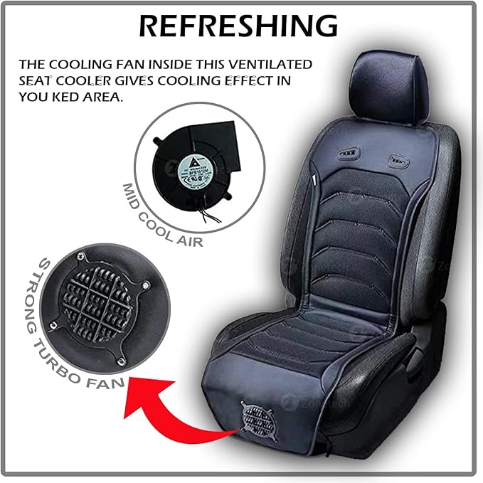 ZONETECH 2 Pack Cooling Car Seat Cushion - Black 12V Automotive Comfortable Massager Cooler Pad-Air Conditioned Air Circulation for Hot Weather