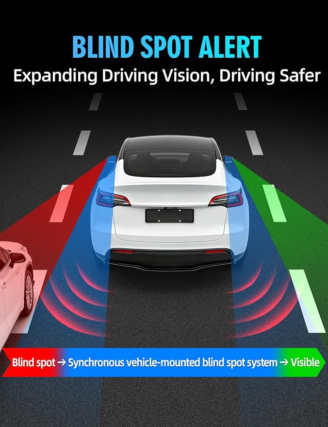 Ambient Light with Blind Spot Warning LED Compatible for Tesla Model Y (2020-2024) & 3 (2022-2023) AMD Interior Lights Strip 3.77ft for Tesla Custom Color Modes Neon Light Kit Plug-and-Play