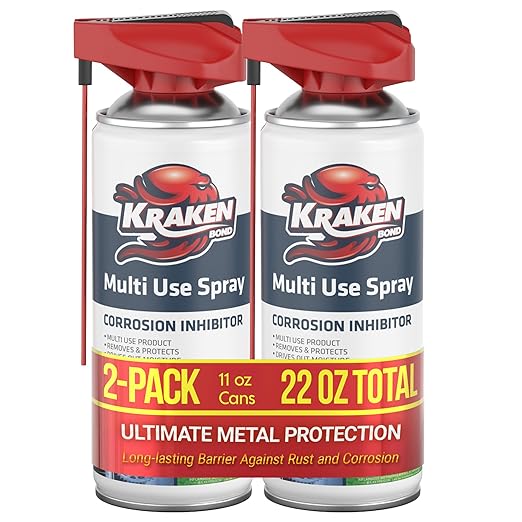 Kraken Bond Multi Use Spray (2 x11 oz.) - Corrosion Inhibitor, High-Performance Penetrating Oil Lubricant for Home & Automotive, Perfect for Garage Doors, 360° Easy to Use & No Residue | 2 Pack