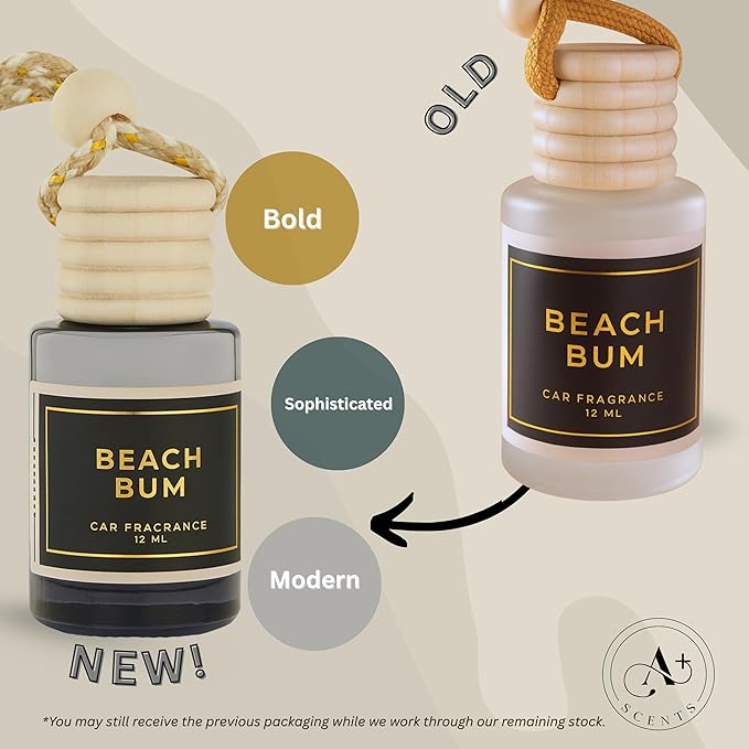 Beach Bum Scent - Long Lasting Car Hanging Diffuser - Lasts up to 60 Days - Warm Pistachio and Coconut Cream and a Kiss of Salted Caramel Harmonize Beautifully with Tonka and Exotic Musks