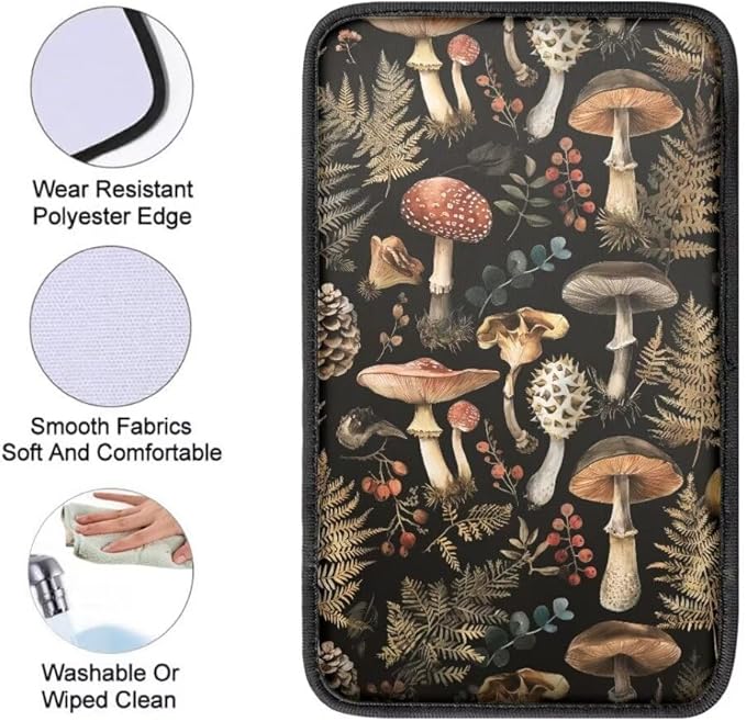 Coldinair Vintage Mushroom Universal Car Center Console Pad Soft Armrest Protector Cover Fit for Most Vehicle,SUV,Truck,Car Interior Accessories Decor