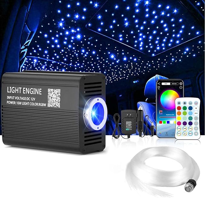 Twinkle Starlight Headliner Light,16W 1000pcs 9.8ft LED Star Ceiling Fiber Optic Light Kit APP/Remote for Car/Home/Party