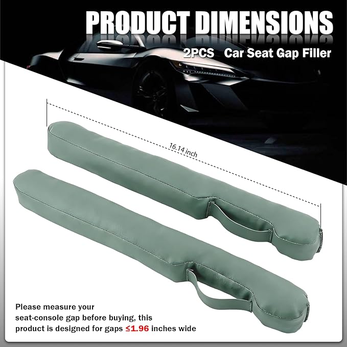 2026 New Car Seat Gap Filler 2 Pack,Leather Seat Gap Filler Strip with Fix Strap to Avoid Items from Falling,Universal Car Seats Gaps Plug Cars Interior Accessories (Grayish Green)