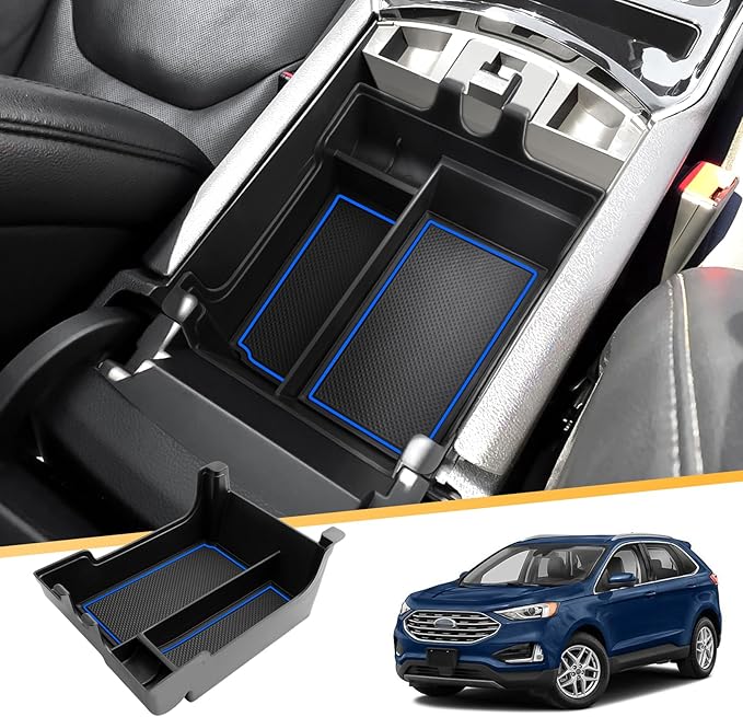 LFOTPP Edge Console Organizer for Ford Edge Console Tray [SE/SEL/ST-Line/Titanium/ST] ABS Storage Tray, EZ to Install, Keep Tidy & Organized, Blue