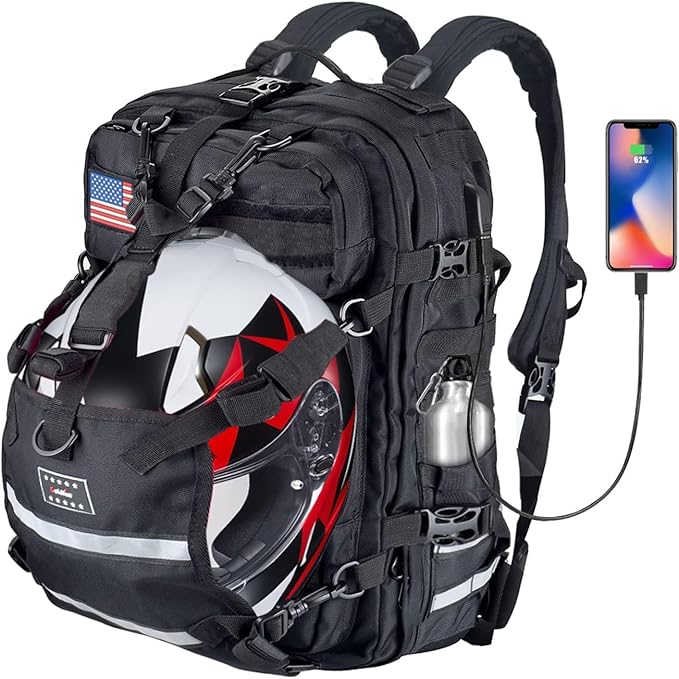 Large Capacity Motorcycle Backpacks for Men, Hiking Backpacks with USB Charging Port Motorcycle Helmet Backpack Cycling Backpack