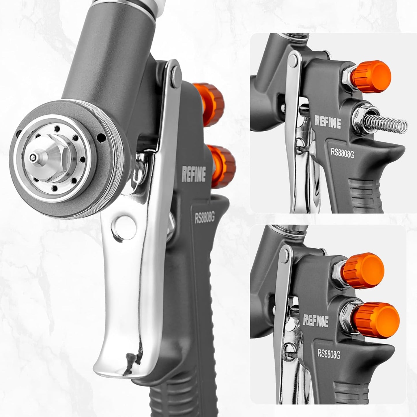 REFINE Air Spray Gun, Auto Paint Gun with 1.4mm Nozzle, Easy to Use Gravity Feed Paint Spray Gun, Professional Auto Body Paint Sprayer for Cars, House, Furniture Painting with Air Pressure Gauge