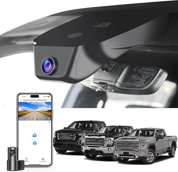 Mangoal Front 4K & Rear 1080P Dash Cam Custom fit for GMC Sierra 1500 2022-2026 HD 2024-2026 Pro SLE Elevation SLT AT4X Denali Ultimate (Model C), Integrated OEM Look, GPS, 128GB Card