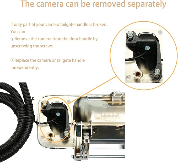 Rear View Camera, w/ Chrome Tailgate Handle, Compatible with 2005-2014 Ford F150, 2008-2016 F250 F350 F450 F550 Super Duty, 2007-2010 Explorer, 170° Angle, Backup Camera Kit, Back Up Reverse Camera