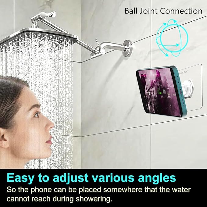 OCEANLOVE for MagSafe Wall Mount Magnetic Phone Holder, Self-Adhesive, 360 Rotatable, Waterproof, Compatible with iPhone 17/16/15/14/13/12,All Phones, Shower Mirror Car Glass Bathroom Kitchen (White)