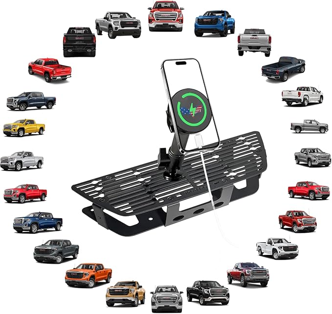 2024 Silverado 1500 Magnetic Phone Mount Compatible with 2019-2024 Chevy Silverado & 2019-2021 GMC Sierra，No-Drill Metal Cell Phone Holder for Dash Platform Car Accessories