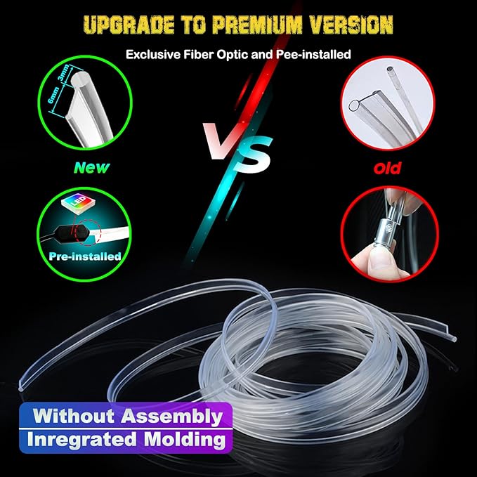 Jushope Interior Car LED Strip Lights, RGB USB Car Ambient Lighting with Wireless APP & Remote Control, Car Accessories Fiber Optifc Lights Sync to Music (5 LED/276 inches)