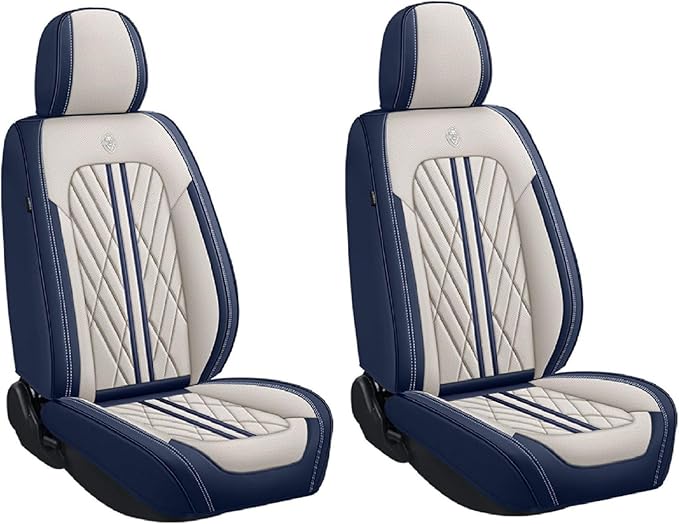 Premium Nappa Leatherette Car Seat Cover Set Custom Fit for Honda CR-V CRV 2000-2023 2024 2025 2026 Water-Proof Breathable Faux Leather Seat Cushion Protectors (Full Set 5 Seats,Beige Blue)