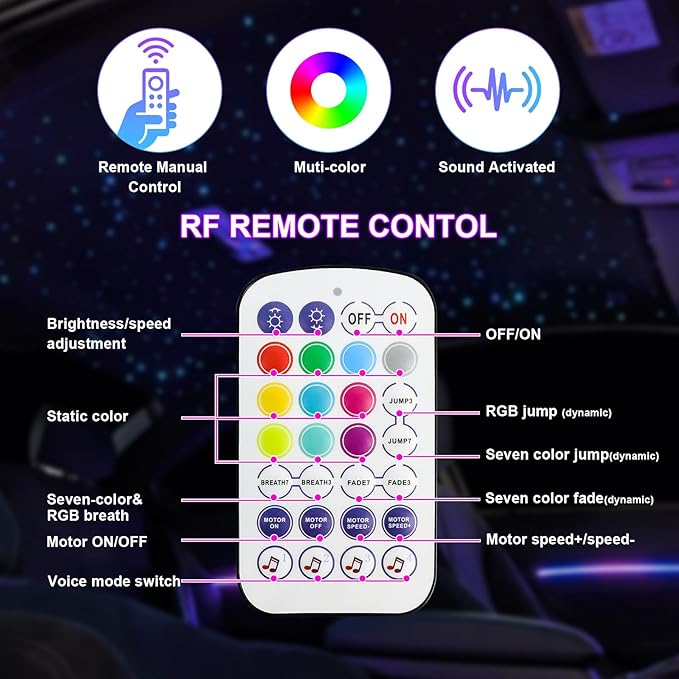 6W Small Size Starlight Headliner Kit, 350pcs*9.8ft Fiber Optic Car Ceiling Lights with Twinkle & Music Sync, APP & Remote Control Control for Car/Home Decoration, RGBW Starlight Engine