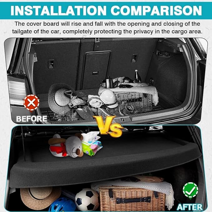 Powerty Cargo Cover for 2015-2019 VW Golf MK7 GTI Trunk Cover Trunk Shielding Shade Cargo Luggage Cover for Volkswagen Golf MK7 GTI Accessories(Can Withstand The Load)