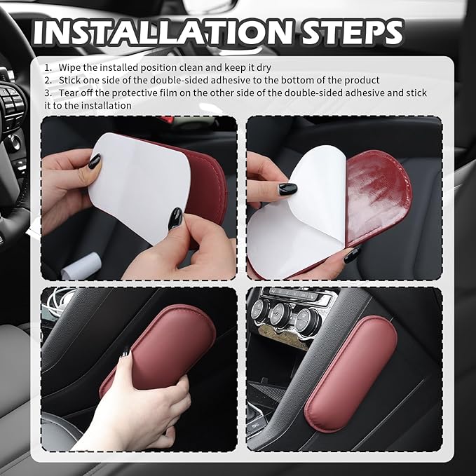 2PCS Leather Car Door Armrest Pad with Memory Foam,Comfort Car Elbow Rest Pad for Soothing Sore Elbows & Knees,Self-Stick Car Arm Rest Cover Pad Fit for Doors/Armrests Boxes (Black)