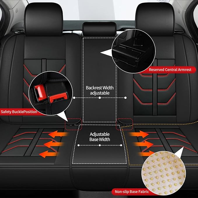 TTX LIGHTING Car Seat Covers fit for Mazda 6 2010-2021 Full Set: Premium Leather Automotive Seat Cover with Airbag Compatible Waterproof (5 Seats, Redline)