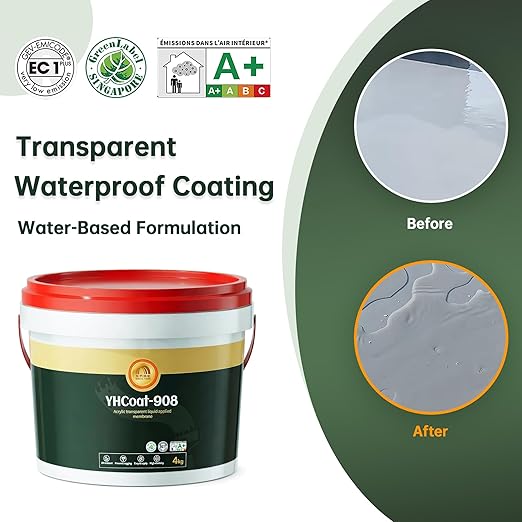 Clear Waterproof Sealant 1 Gallon, Transparent Waterproof Coating Adhesive Sealer, Water-Based Acrylic Waterproofing Paint for Roofs, Walls, Concrete, Indoor & Outdoor Invisible Leak Repair Agent 4KG