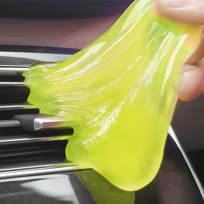 Car Cleaning Gel, Reusable Car Cleaning Putty for Interior Detailing, Dust Cleaning Gel for Air Vents, Cup Holders, Dashboards, Keyboard & Hard-to-Reach Areas, 80g, Yellow