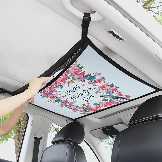 Generic Mother's Day Car Ceiling Cargo Net for SUV, Car Ceiling Storage Bag,Truck Netting for Cargo,Load Capacity Truck Interior Accessories for Van,Double-Layer Mesh Car Roof Camping Essentials