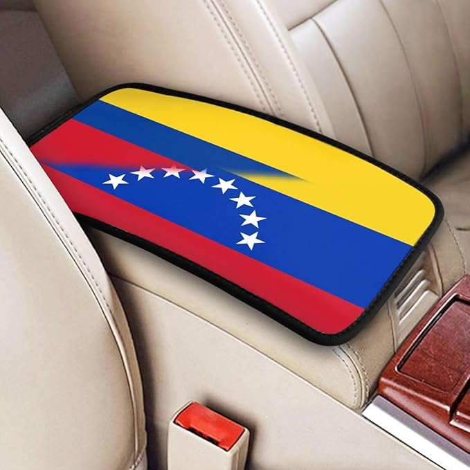 Venezuela Venezuelan Colombia Colombian Flag Auto Center Console Armrest Cover Car Handrail Box Cushion Pad Mat Universal Fit Most Vehicle Sedan Truck SUV Soft Comfort Decor Accessories