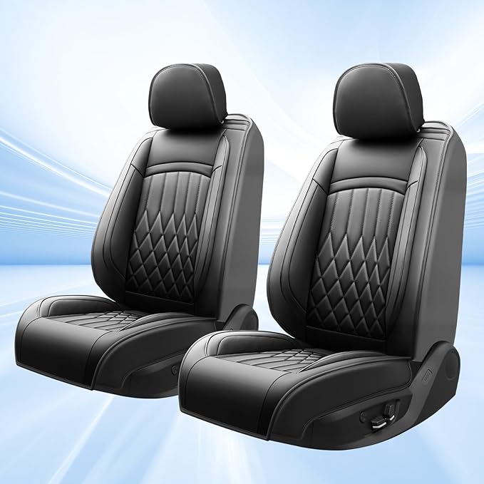 Fit for Santa Cruz Seat Covers Compatible with Hyundai Santa Cruz 2022-2026 - Waterproof Breathable Leather Automotive Seat Cushions Protector,Airbag Compatible,Only 2 front seat covers(Black)
