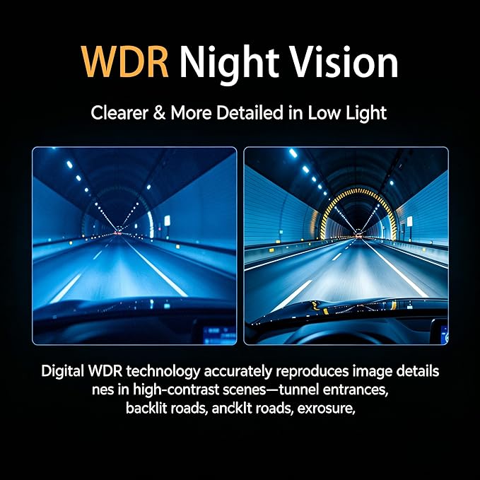 2K Mini Dash Cam Front, 1296P HD Car Camera with 1.97'' Touch Screen, 64GB SD Card Included, 145° Wide Angle Night Vision, G-Sensor Loop Recording, Supports 128GB Max