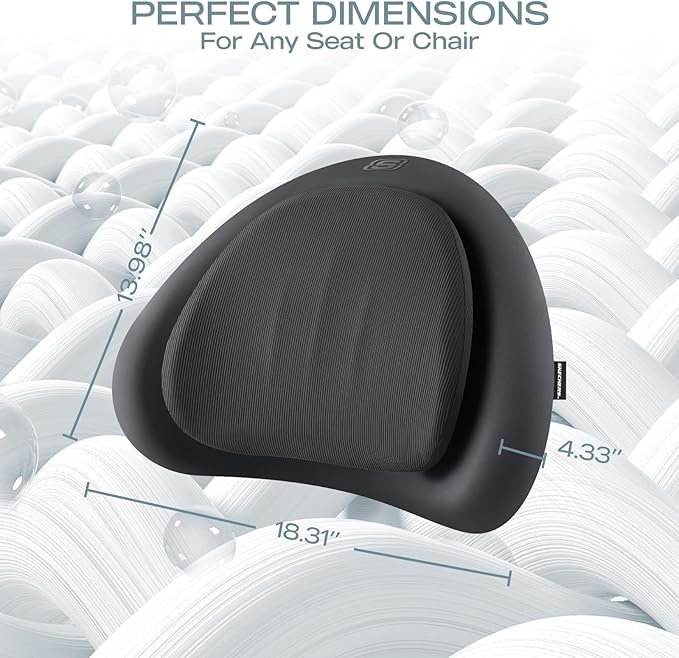 Skechers Lumbar Pillow Premium Memory Foam,Double-Layer-Office Chair Cushion for Tailbone Pain Relief,Butt Pillow for Office Chair,Car seat Cushion,Long Sitting Office Workers,and Car Drivers,Black