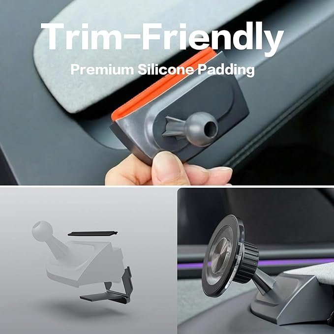 Magnetic Phone Mount, Compatible with Tesla Model 3 Highland (2024+) & Model Y Juniper (2025 Refresh), Driver-Side Corner Vent, Tool-Free Install, Fixed Base, 360° Adjustable Head, Black