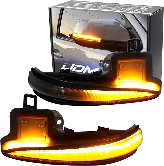 iJDMTOY Smoked Lens Dynamic Sequential Blink/Flow Full LED Side Mirror Turn Signal Light Assembly Kit Compatible with Toyota 2016-2023 Tacoma, 2019-2025 RAV4, 2020-up Highlander, etc