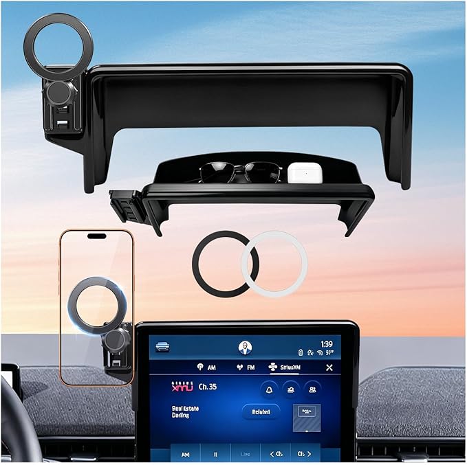 Car Phone Holder for Ford Mustang Mach-E 2025 2024 2023 2022 2021 (Only for 15.5-Inch Screen) 360° Rotation Magnetic Cell Phone Mount, Compatible with Magsafe, Does Not Affect Air Vent